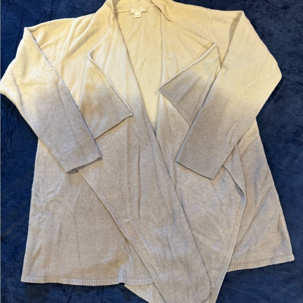 Elegant Cream Ombré Open-Front Sweater